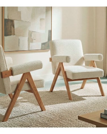 Sillón Agatha de Borreguillo y Madera Maciza