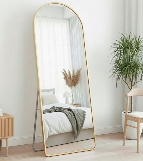 Espejo de Pie Golden con Arco Superior de Metal