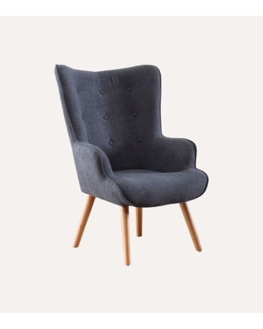 Sillón Voss con Botones Decorativos de Madera Maciza