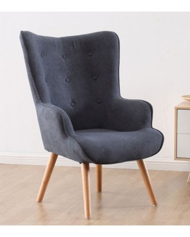Sillón Voss con Botones Decorativos de Madera Maciza