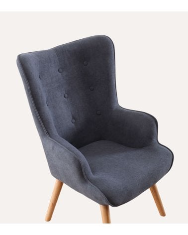 Sillón Voss con Botones Decorativos de Madera Maciza