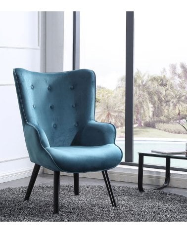 Sillón Voss con Botones Decorativos de Madera Maciza
