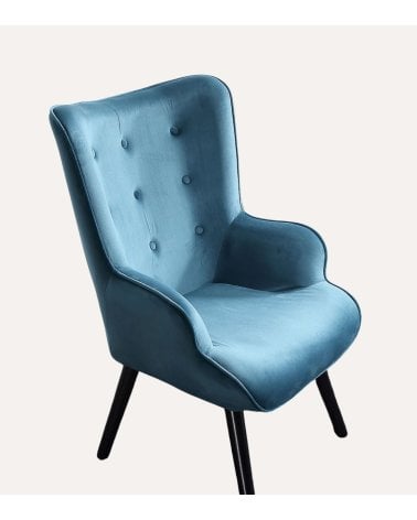 Sillón Voss con Botones Decorativos de Madera Maciza
