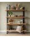 Estantería Alta Moon de Madera de Roble con Estructura Metálica