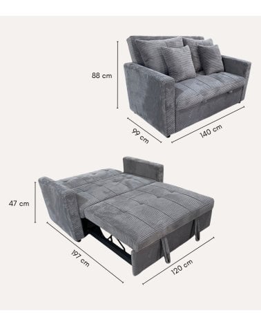 Sofá Cama Divan Corduroy con Respaldo Reclinable