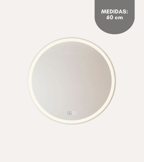 Espejo de Pared Waterproof Redondo con Luz LED