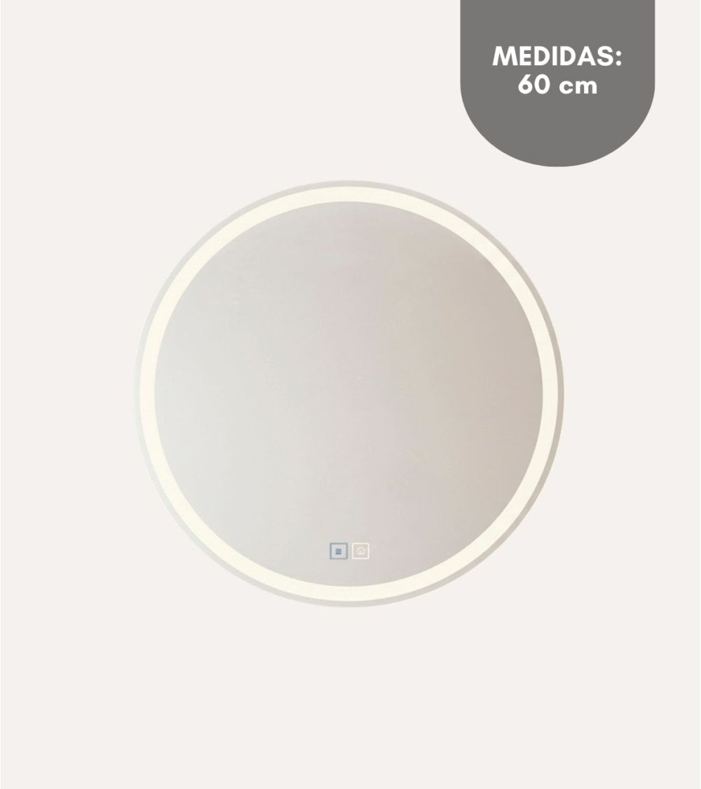 Espejo de Pared Waterproof Redondo con Luz LED