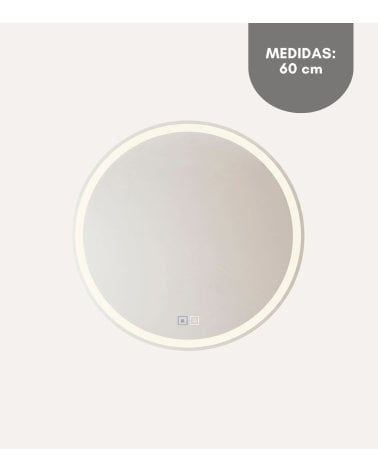 Espejo de Pared Waterproof Redondo con Luz LED