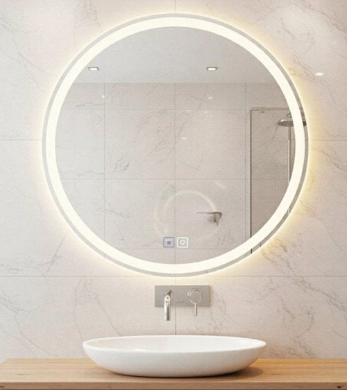 Espejo de Pared Waterproof Redondo con Luz LED