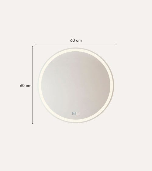 Espejo de Pared Waterproof Redondo con Luz LED