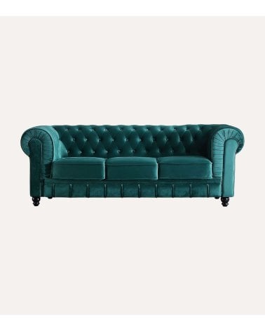 Sofá Chesterfield Velvet de 3 Plazas con Acabado Capitoné