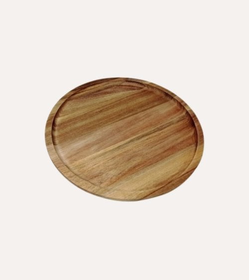 Bandeja de Presentación Redonda de Madera de Acacia