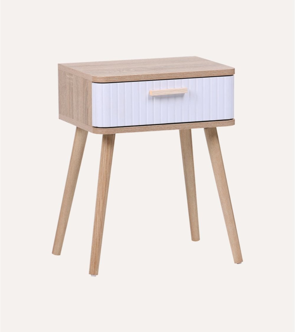 Mesita de Noche Tania con 1 cajón Rayada de MDF