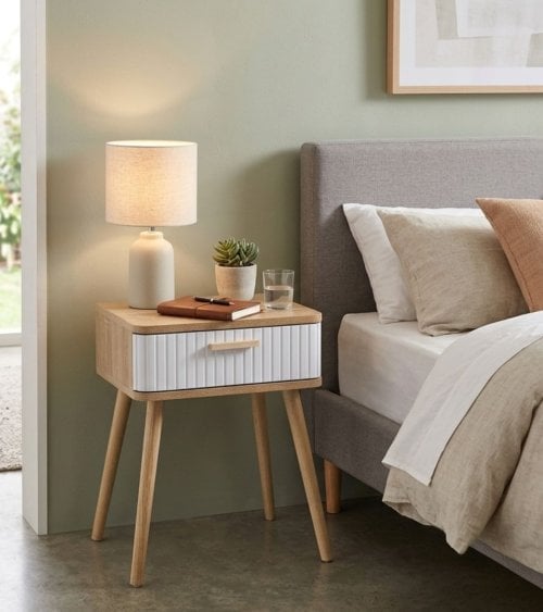 Mesita de Noche Tania con 1 cajón Rayada de MDF