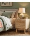 Mesita de Noche Trend con 2 Cajones de Ratan y Madera de Fresno