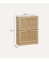 Zapatero Decor con 2 Puertas Abatibles de Ratán y Melamina