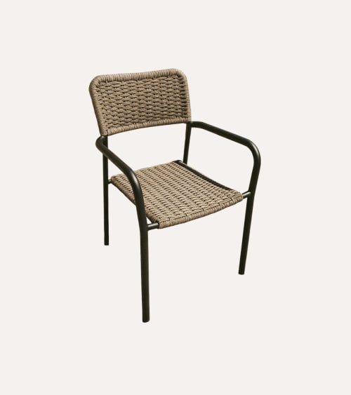 Silla Sava Para Exterior de Mimbre y Metal