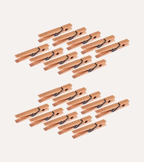 Set de 20 Pinzas para Colgar Ropa de Madera