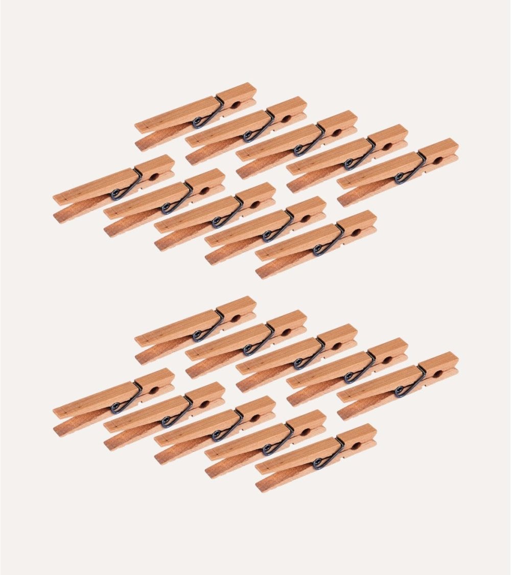 Set de 20 Pinzas para Colgar Ropa de Madera