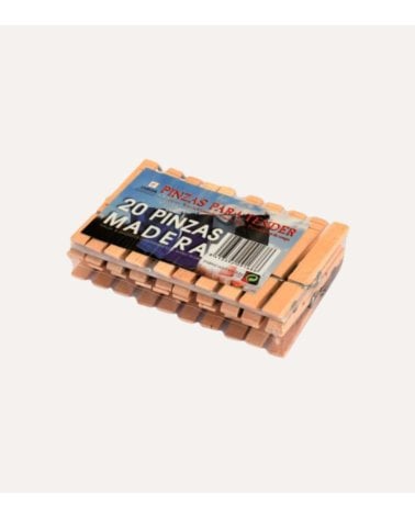 Set de 20 Pinzas para Colgar Ropa de Madera
