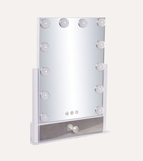 Espejo con Bombillas LED de Mesa con Cajón