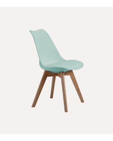 Silla Bistro con Patas de Madera y Asiento de Símil Piel