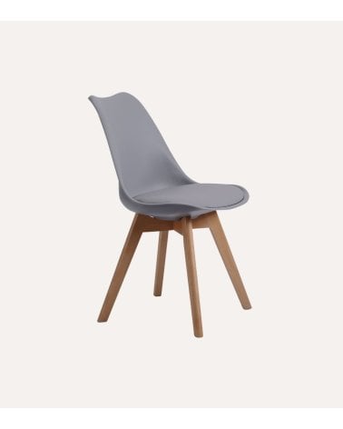 Silla Bistro con Patas de Madera y Asiento de Símil Piel