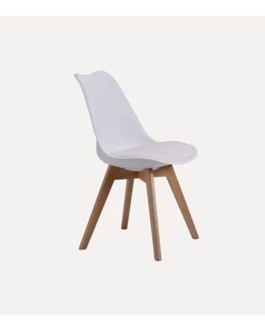 Silla Bistro con Patas de Madera y Asiento de Símil Piel