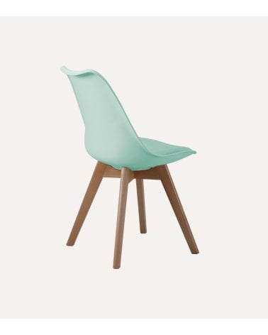 Silla Bistro con Patas de Madera y Asiento de Símil Piel