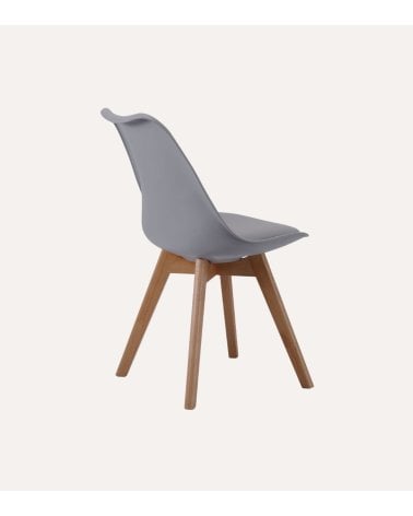 Silla Bistro con Patas de Madera y Asiento de Símil Piel