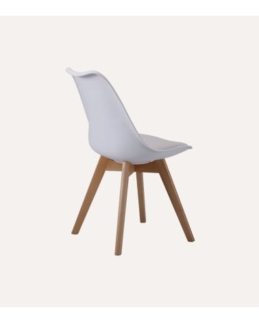 Silla Bistro con Patas de Madera y Asiento de Símil Piel