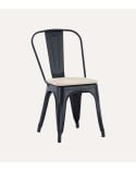 Silla Tolix de Acero con Asiento de Madera