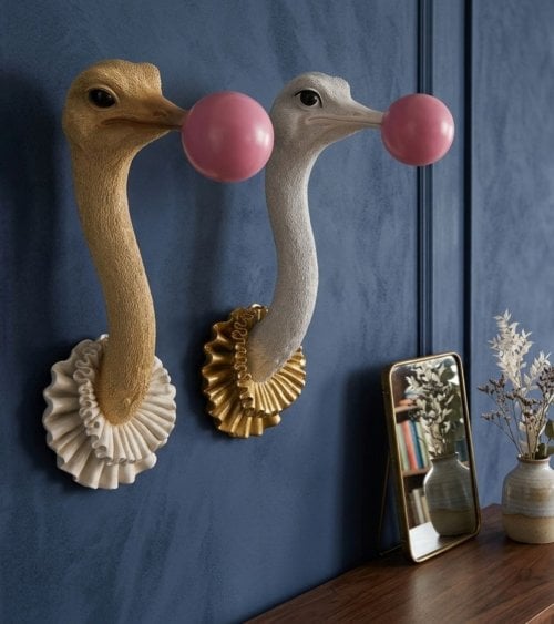 Decoración de Pared Avestruz con Chicle de Resina