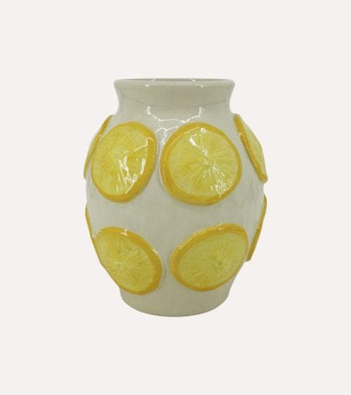 Jarrón con Rodajas de Limon en Relieve de Gres
