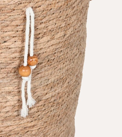 Cesta Natural con Tapa y Asas de Fibra