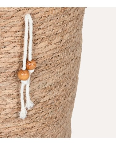 Cesta Natural con Tapa y Asas de Fibra