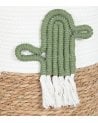 Cesta con Cactus Bordado y Asas de Fibra y Algodón