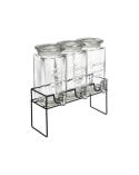 Set de 3 Dispensadores de Cristal 1,5L con Soporte Negro