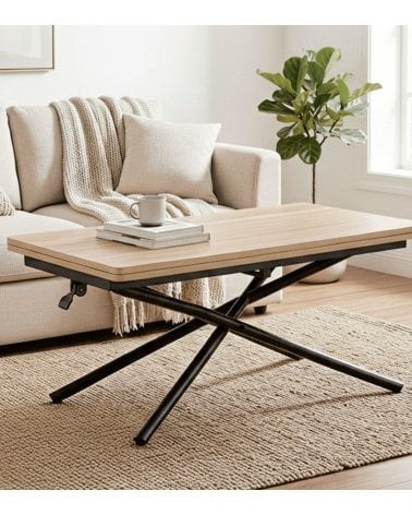 Mesa de Centro Katy Elevable y Extensible Tipo Libro de Melamina