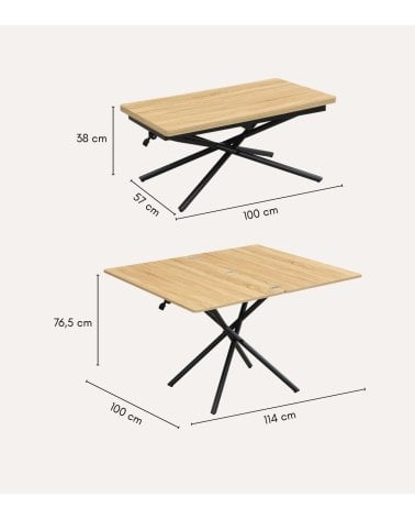 Mesa de Centro Katy Elevable y Extensible Tipo Libro de Melamina
