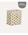 Cesta Rectangular con Patrón a Cuadros de Fibra y Algodón