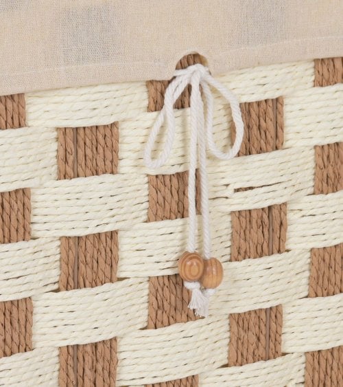 Cesta Rectangular con Patrón a Cuadros de Fibra y Algodón