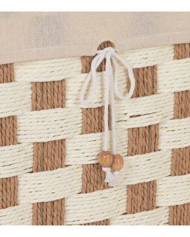 Cesta Rectangular con Patrón a Cuadros de Fibra y Algodón