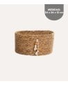 Cesta Cilíndrica Natural con Colgante de Fibra