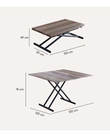 Mesa de Centro o Comedor Up-Down Elevable y Extensible