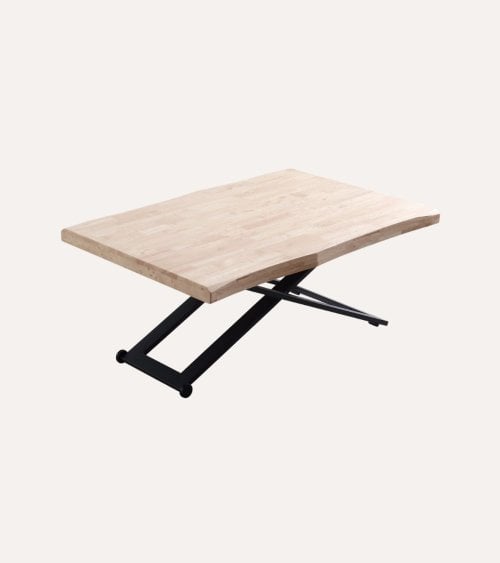 Mesa de Centro Elevable Zoe con Borde Tallado de Madera de Roble