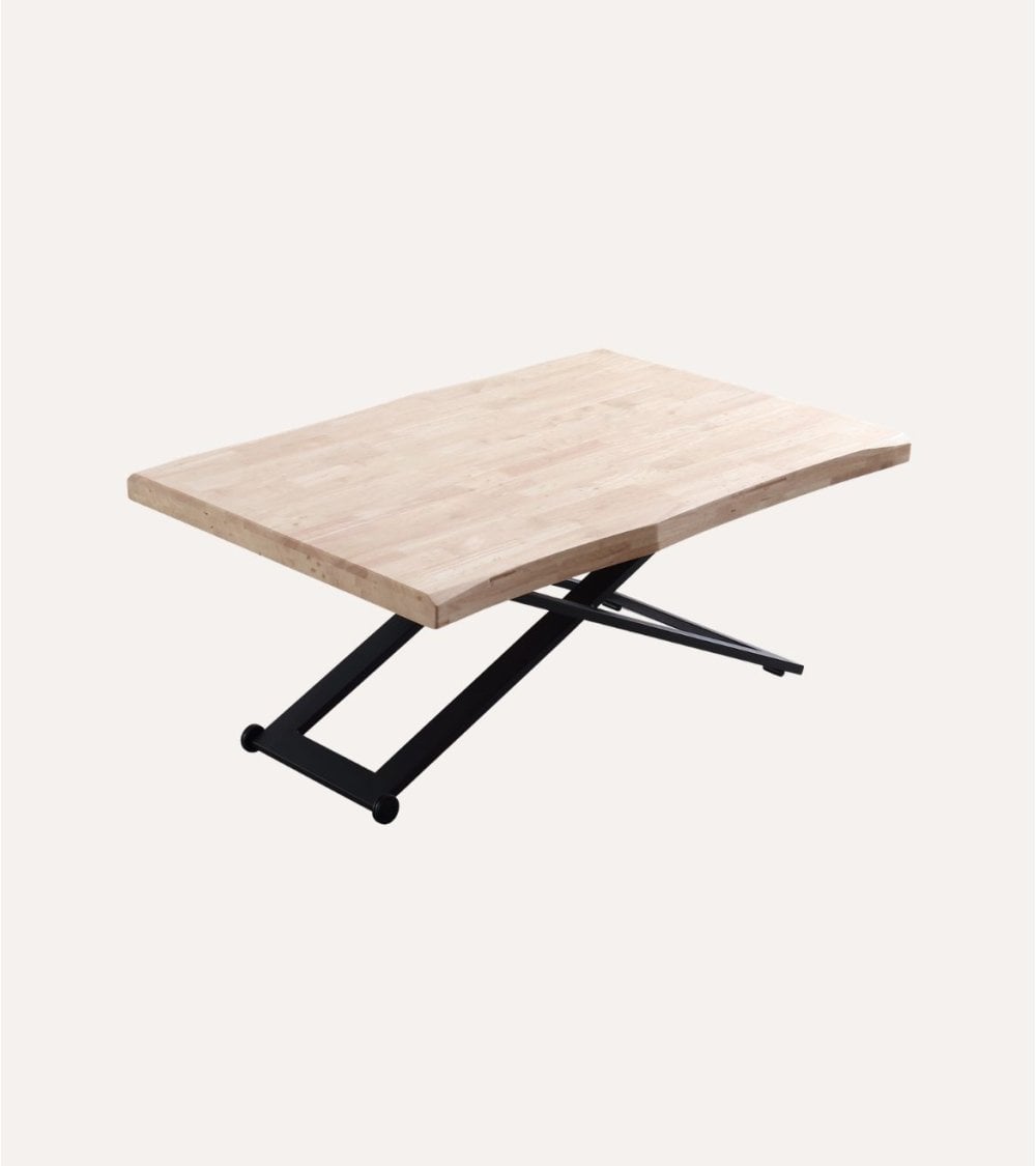 Mesa de Centro Elevable Zoe con Borde Tallado de Madera de Roble