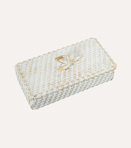 Joyero Rectangular Estilo Trenzado de Resina
