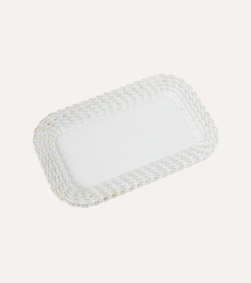 Centro de Mesa Rectangular Estilo Trenzado de Resina