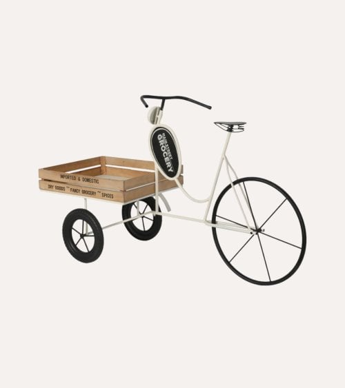 Macetero Triciclo con Cesta de Madera y Metal